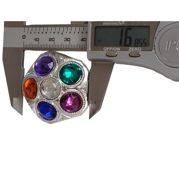 Silver Tone Gilt Style Star Multi Color Plastic Clip-On Earrings E105 - Picture 7 of 8